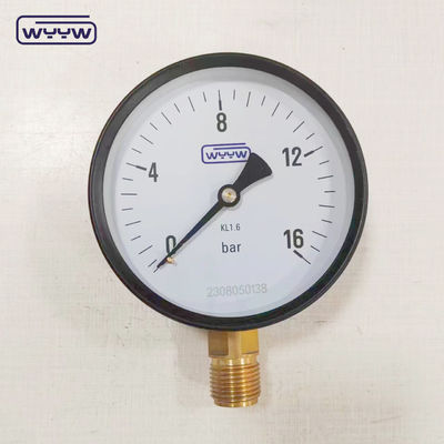 4 ইঞ্চি সাধারণ CL1.6 জল বায়ু Manometer 1/2 &quot;বিএসপি 10bar 16bar Bourdon টিউব 100mm চাপ গ্যাজেট