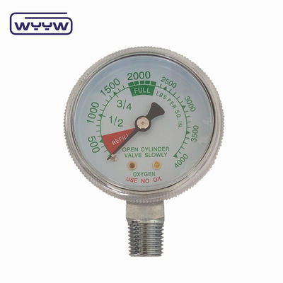 কারখানার দাম 0-4000psi ক্রোমযুক্ত মেডিকেল ব্যবহারের জন্য কোনও তেলের তল প্রবেশ নেই 50 মিমি ক্রোমযুক্ত অক্সিজেন সিলিন্ডার চাপ পরিমাপকারী