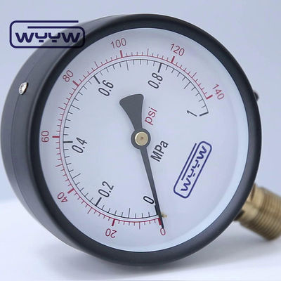 100 মিমি জল সাধারণ বাণিজ্যিক চাপ মাপক Manometer নীচের মাউন্ট