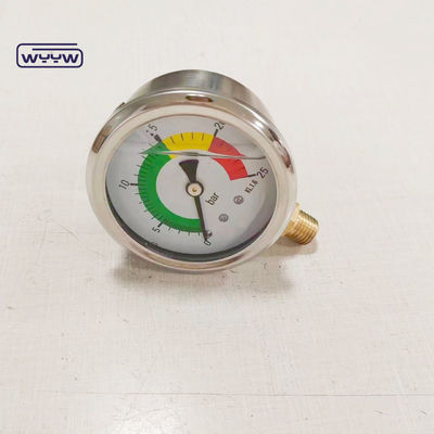 সিই অনুমোদন EN837-1 গ্লিসারিন তেল ভর্তি হাইড্রোলিক 0-25 বার G1/4 &quot;তেল ভর্তি রঙ চাপ পরিমাপকারী