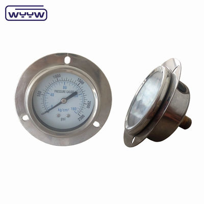 সিই অনুমোদিত 63mm EN837-1 গ্লিসারিন তেল ভরাট বার পিএসআই ডাবল স্কেল চাপ গ্যাজেট সামনের ফ্ল্যাঞ্জ সহ