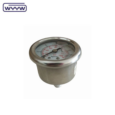 40mm ceneter পিছনে ই এম 1/4 &quot;বিএসপি এনপিটি 1.5 ইঞ্চি মুখ গ্লিসারিন ভরাট চাপ গেজ