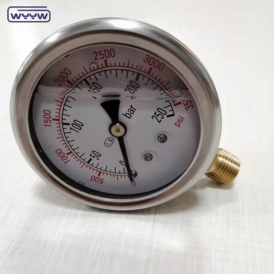 হাইড্রোলিক তরল গ্লিসারিন ভরাট বার 100mm নীচে 3/8 &quot;বিএসপি 1/2&quot; জি চাপ গ্যাজেট EN837-1