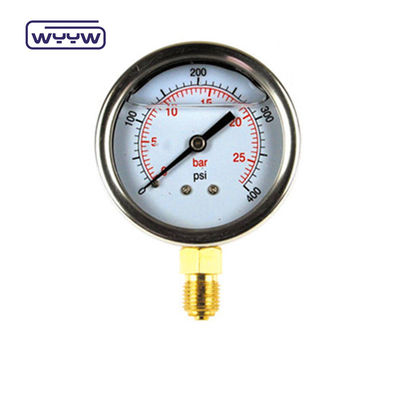 EN837-1 গ্লিসারিন 63mm 1psi 0- 600 Psi Npt 1/4 তেল ভরাট চাপ পরিমাপকারী