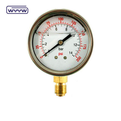 EN837-1 গ্লিসারিন 63mm 1psi 0- 600 Psi Npt 1/4 তেল ভরাট চাপ পরিমাপকারী
