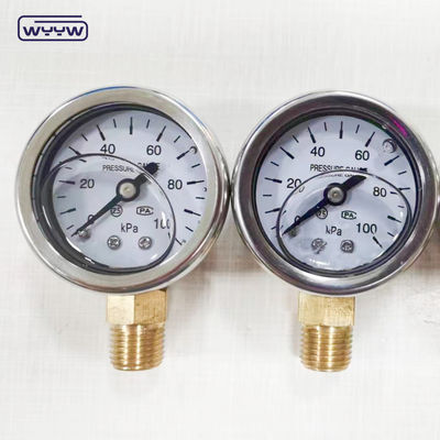 40mm ডায়াল ss304 কেস পয়েন্টার টাইপ bourodon টিউব উল্লম্ব 0-10bar / পিএসআই তেল ভরা চাপ গ্যাজেট 1-1/2