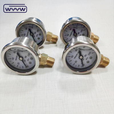 40mm ডায়াল ss304 কেস পয়েন্টার টাইপ bourodon টিউব উল্লম্ব 0-10bar / পিএসআই তেল ভরা চাপ গ্যাজেট 1-1/2