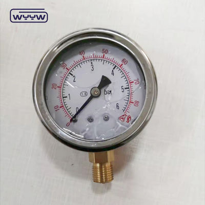 0-250psi তল তেল ভরাট কাদা পাম্প ব্রাস অভ্যন্তরীণ সঙ্গে জলবাহী চাপ গজ