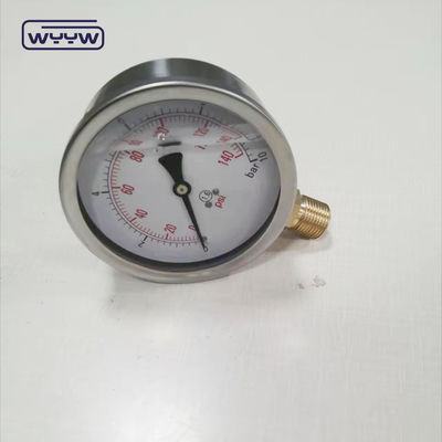 0-250psi তল তেল ভরাট কাদা পাম্প ব্রাস অভ্যন্তরীণ সঙ্গে জলবাহী চাপ গজ