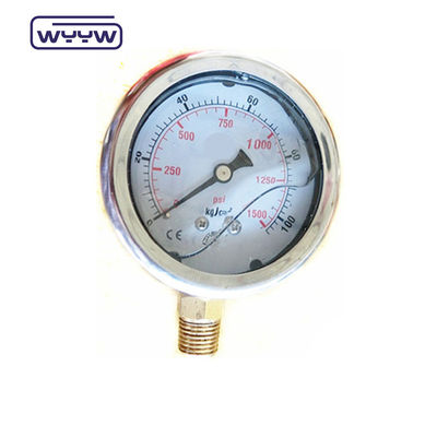1/8 &quot;এনপিটি নীচের সংযোগ চাপ পরিমাপ 1.5&quot; 40mm তেল চাপ পরীক্ষা পরিমাপ