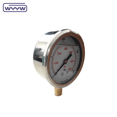 63mm 2.5 &quot;হাইড্রোলিক শক প্রতিরোধী স্টেইনলেস স্টীল তেল ভরাট চাপ মাপক