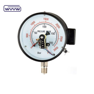 NO+NO কালো স্টিলের কেস 1.6MPa 100mm 380V বৈদ্যুতিক যোগাযোগ Manometer এসি চাপ গ্যাজেট