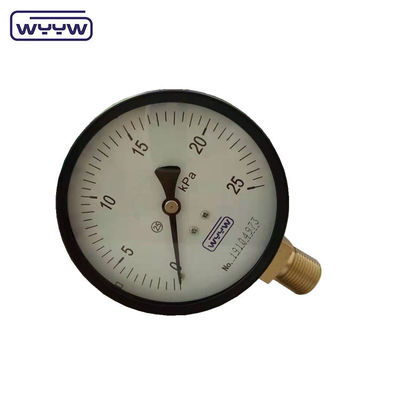 কেপিএ নিম্ন চাপ পরিমাপ WYYW 4 ইঞ্চি 100mm কালো ইস্পাত কেস নীচে প্রবেশ বেলুন mbar cmh2o মানোমিটার