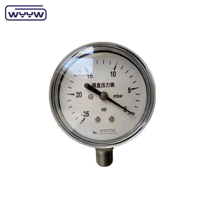 MMWC &amp; Mbar 63mm ক্যাপসুল চাপ গ্যাজেট Manometer স্টেইনলেস স্টীল উপাদান