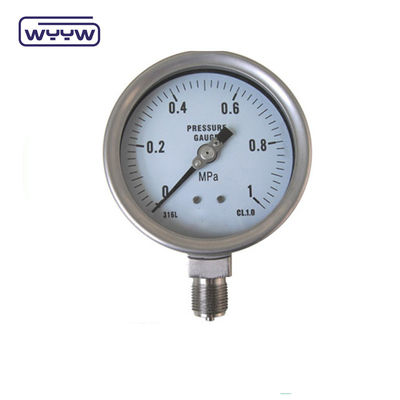 শক প্রতিরোধী তরল ভরা চাপ গ্যাজেট Manometer স্টেইনলেস স্টীল উপাদান