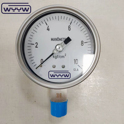 বেয়নেট Ss304 কেস ss316 থ্রেড গ্লিসারিন ভর্তি নিরাপত্তা গ্লাস সমন্বয় পয়েন্টার সহ চাপ গেজ