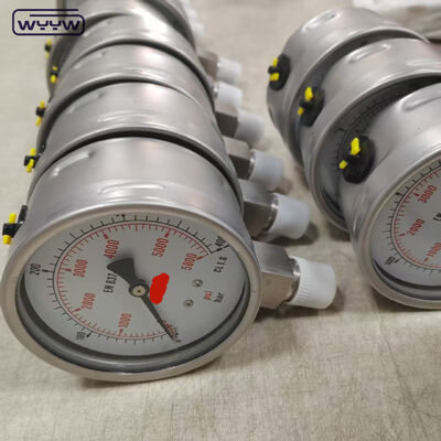 সিলিকন গ্লিসারিন ভরাট বেজেল রিং প্রেসারমিটার শিল্প অ্যাপ্লিকেশনের জন্য 100 মিমি ডায়াল এবং নীচের মাউন্ট সহ