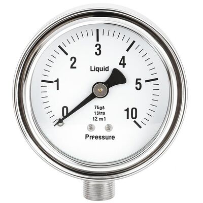 4-ইঞ্চি 100মিমি তরলপূর্ণ হাইড্রোলিক চাপমাপক যন্ত্র, 0-2.5MPa/0-25kgf/cm² পরিমাপ সীমা এবং শক প্রতিরোধী ডিজাইন