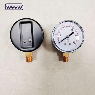 নিচের মাউন্ট সহ গ্যাসের জন্য 63mm 100mbar ব্ল্যাক স্টিল কেস ক্যাপসুল প্রেসার গেজ