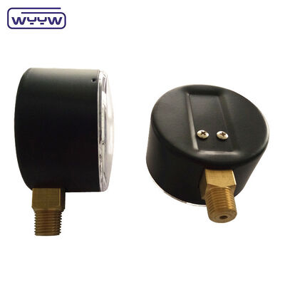 নিচের মাউন্ট সহ গ্যাসের জন্য 63mm 100mbar ব্ল্যাক স্টিল কেস ক্যাপসুল প্রেসার গেজ