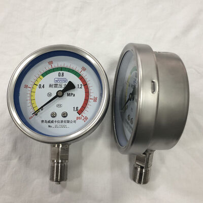 স্টেইনলেস স্টীল হাউজিং চাপ গেইম Manometer তেল ভরাট জন্য 1 বছরের গ্যারান্টি সঙ্গে শিল্প অ্যাপ্লিকেশন জন্য উপযুক্ত